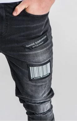 Gianni Kavanagh Pánské Černé Jeany Barcode 2.0 -MIKINY Prodejní prodejna gianni kavanagh black barcode 20 jeans 3