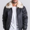 Gianni Kavanagh Black Bomber Jacket With Fur Collar