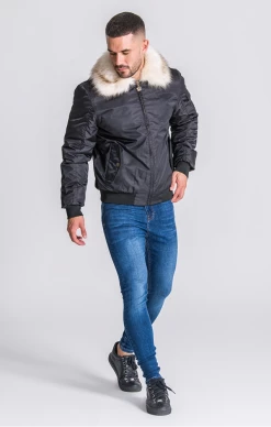 Gianni Kavanagh Black Bomber Jacket With Fur Collar -MIKINY Prodejní prodejna gianni kavanagh black bomber jacket with fur collar 4