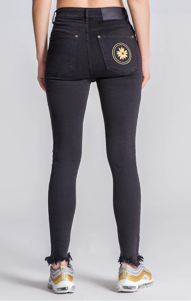 Gianni Kavanagh Black Skinny Jeans With Golden Circle Embroidery 4 Gianni Kavanagh Black Skinny Jeans With Golden Circle Embroidery – Bild 4