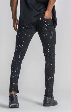 Gianni Kavanagh Černé Jeany Dripy -MIKINY Prodejní prodejna gianni kavanagh bleach splatter jeans 3