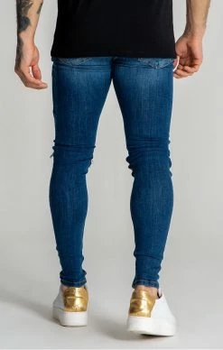 Gianni Kavanagh TmavěModré Pánské Jeany -MIKINY Prodejní prodejna gianni kavanagh dark blue core ripped jeans 2