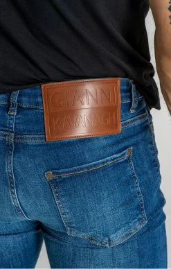 Gianni Kavanagh TmavěModré Pánské Jeany -MIKINY Prodejní prodejna gianni kavanagh dark blue core ripped jeans 3