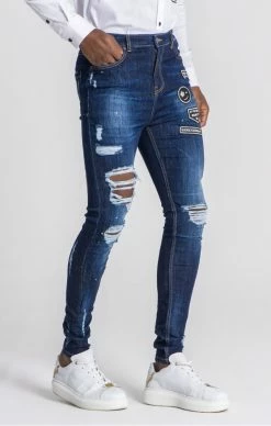 Gianni Kavanagh TmavoModré Jeany Pro Muže 9 Gianni Kavanagh TmavoModré Jeany Pro Muže -MIKINY Prodejní prodejna gianni kavanagh dark blue text me skinny jeans 3