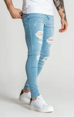 Gianni Kavanagh SvětleModré Pánské Jeany Destroyed -MIKINY Prodejní prodejna gianni kavanagh light blue core destroyed jeans 2