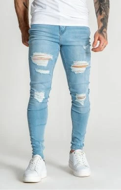 Gianni Kavanagh SvětleModré Pánské Jeany Destroyed