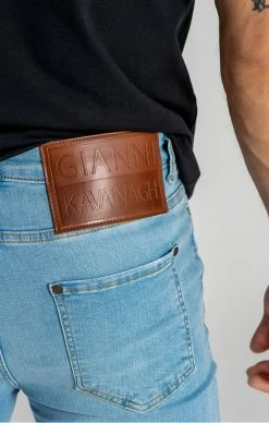 Gianni Kavanagh SvětleModré Pánské Jeany -MIKINY Prodejní prodejna gianni kavanagh light blue core ripped jeans 4