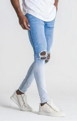 Gianni Kavanagh Modré Jeany S Růží -MIKINY Prodejní prodejna gianni kavanagh light blue jeans bloom jeans 2