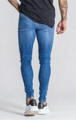 Gianni Kavanagh Modré Děravé Jeany -MIKINY Prodejní prodejna gianni kavanagh medium blue core ripped jeans 3