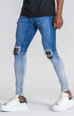 Gianni Kavanagh Modré Jeany Děravé Kolena 7 Gianni Kavanagh Modré Jeany Děravé Kolena -MIKINY Prodejní prodejna gianni kavanagh medium blue faded jeans 2