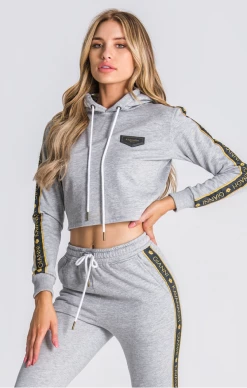 Gianni Kavanagh Melange Cropped Hoodie With GK Ribbon
