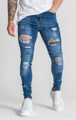 Gianni Kavanagh Pánské Modré Jeany Dark Blue Ride Skinny