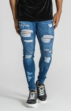 Gianni Kavanagh SvětleModré Pánské Jeany Destroyed