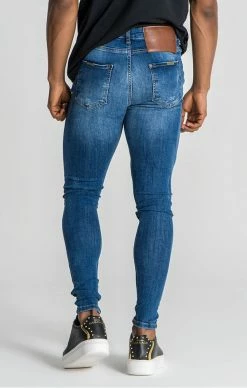 Gianni Kavanagh SvětleModré Pánské Jeany Destroyed -MIKINY Prodejní prodejna gianni kavanagh panske modre jeany dark blue moonlight skinny 8