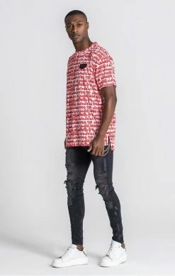 Gianni Kavanagh ČervenoBílé Triko Pro Muže -MIKINY Prodejní prodejna gianni kavanagh red winners pain oversized tee 2
