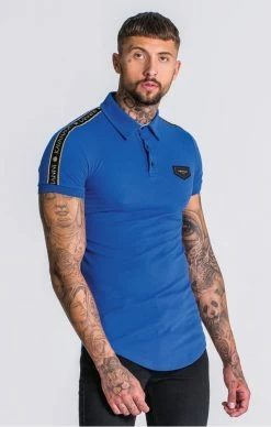 Gianni Kavanagh Royal Blue Polo With Gk Gold Lurex Ribbon