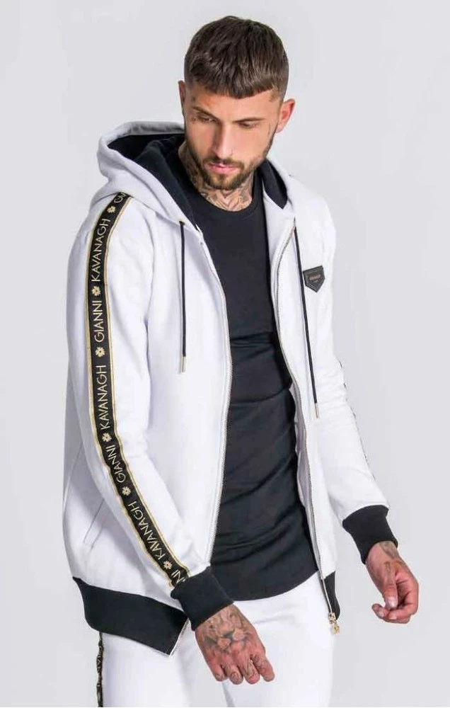 Gianni Kavanagh White Hoodie Jacket With GK Gold Lurex Ribbon 2 Gianni Kavanagh White Hoodie Jacket With GK Gold Lurex Ribbon – Bild 2