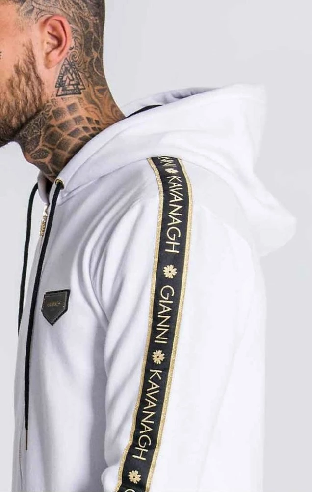 Gianni Kavanagh White Hoodie Jacket With GK Gold Lurex Ribbon 3 Gianni Kavanagh White Hoodie Jacket With GK Gold Lurex Ribbon – Bild 3
