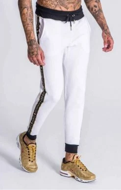 Gianni Kavanagh White Joggers With GK Gold Lurex Ribbon
