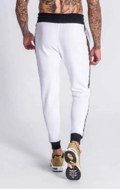 Gianni Kavanagh White Joggers With GK Gold Lurex Ribbon -MIKINY Prodejní prodejna gianni kavanagh white joggers with gk gold lurex ribbon 3