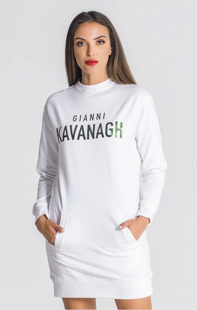 Gianni Kavanagh White Mystic Reflection Sweater Dress 1 Gianni Kavanagh White Mystic Reflection Sweater Dress