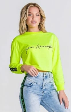 Gianni Kavanagh Yellow Neo Signature Cropped Sweater