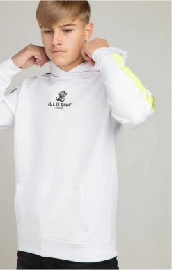 Illusive London Bílá Dětská Mikina -MIKINY Prodejní prodejna illusive london fade panel overhead hoodie white 2