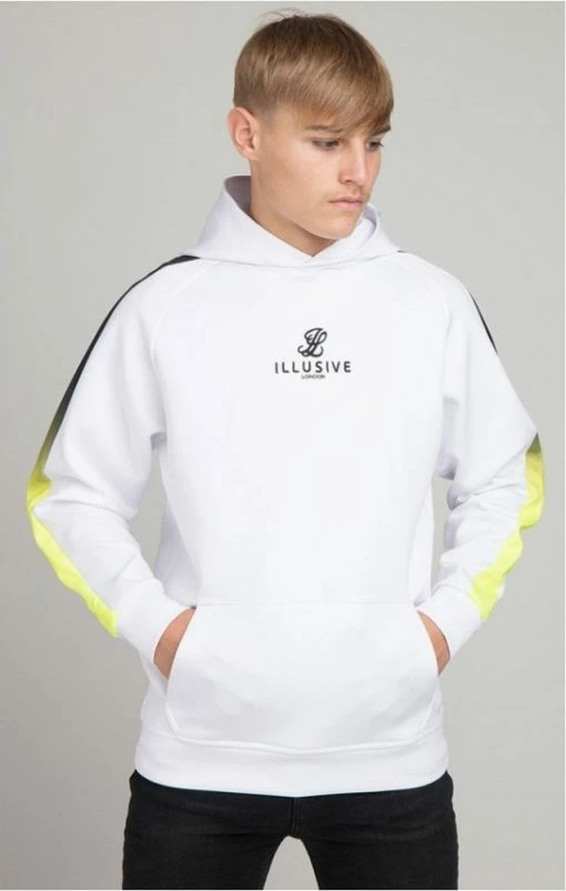Illusive London Bílá Dětská Mikina -MIKINY Prodejní prodejna illusive london fade panel overhead hoodie white