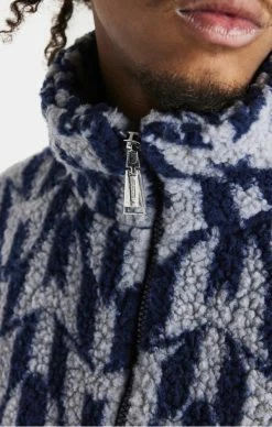 Messi X Sik Silk Pánská Zimní Mikina -MIKINY Prodejní prodejna messi x sik silk borg funnel jacket navy grey 3