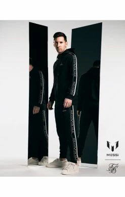 Messi X Sik Silk Černé Tepláky -MIKINY Prodejní prodejna messi x sik silk taped pant black 1