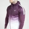 Sik Silk ﻿Athlete Hybrid Zip Through Hoodie Rich Burgundy Fade