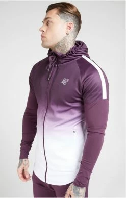 Sik Silk ﻿Athlete Hybrid Zip Through Hoodie Rich Burgundy Fade