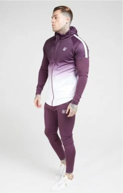 Sik Silk ﻿Athlete Hybrid Zip Through Hoodie Rich Burgundy Fade -MIKINY Prodejní prodejna sik silk athlete hybrid zip through hoodie rich burgundy fade 3