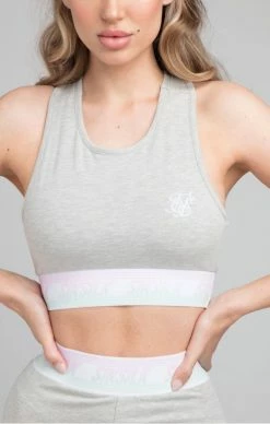 Sik Silk Dámské Šedé Crop Tílko -MIKINY Prodejní prodejna sik silk aurora fade bralette grey marl 1