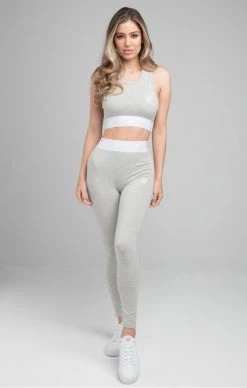 Sik Silk Dámské Šedé Crop Tílko -MIKINY Prodejní prodejna sik silk aurora fade bralette grey marl 2