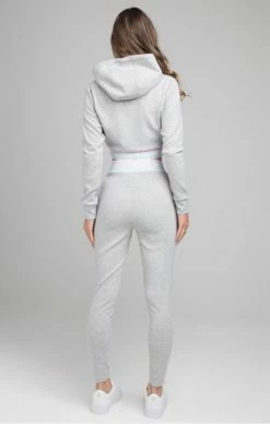 Sik Silk Šedý Dámský Crop -MIKINY Prodejní prodejna sik silk aurora fade cropped hoodie grey marl 3