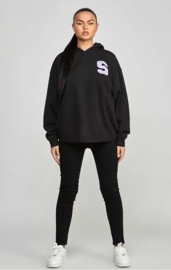 Sik Silk Dámská Černá Mikina Longline Varsity -MIKINY Prodejní prodejna sik silk black longline varsity hoodie 3