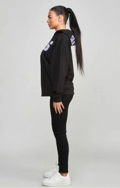 Sik Silk Dámská Černá Mikina Longline Varsity -MIKINY Prodejní prodejna sik silk black longline varsity hoodie 6