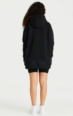 Sik Silk Černé Mikinové Šaty -MIKINY Prodejní prodejna sik silk black oversize hoodie dress 3