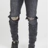 Sik Silk Bust Knee Riot Denims Washed Black