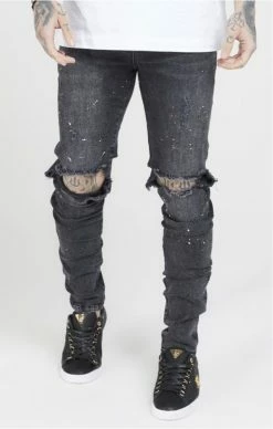 Sik Silk Bust Knee Riot Denims Washed Black