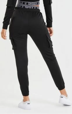 Sik Silk Dámské Černé Kapsáčové Tepláky -MIKINY Prodejní prodejna sik silk cargo pocket joggers black 7