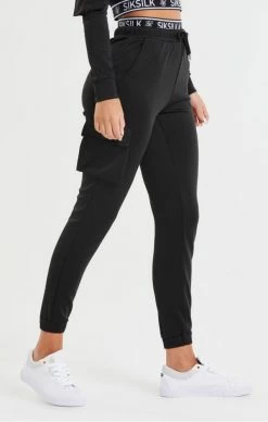 Sik Silk Dámské Černé Kapsáčové Tepláky -MIKINY Prodejní prodejna sik silk cargo pocket joggers black 8