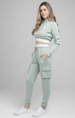Sik Silk Dámská Olivová Crop Mikina -MIKINY Prodejní prodejna sik silk cargo tape track top sage 2