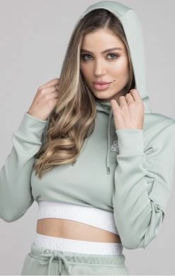 Sik Silk Dámská Olivová Crop Mikina -MIKINY Prodejní prodejna sik silk cargo tape track top sage 5