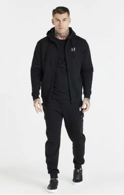 Sik Silk Černá Pánská Mikina Na Zip -MIKINY Prodejní prodejna sik silk core zip through funnel neck black 3