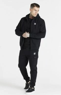 Sik Silk Černá Pánská Mikina Na Zip -MIKINY Prodejní prodejna sik silk core zip through funnel neck black 4