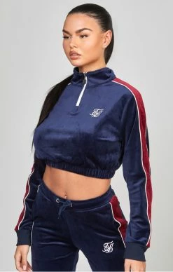 Sik Silk Dámská Modrá Semišová Mikina Velour Track Top