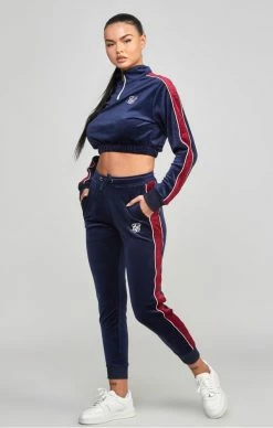Sik Silk Dámská Modrá Semišová Mikina Velour Track Top -MIKINY Prodejní prodejna sik silk damska modra semisova mikina velour track top 3