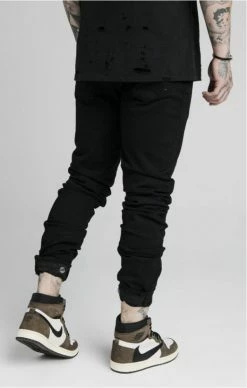 Sik Silk Černé Jeany 9 Sik Silk Černé Jeany -MIKINY Prodejní prodejna sik silk elasticated strap cuff denim jeans 1 2